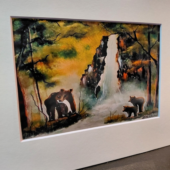 NWT - Yosemite - Mama Bear And Cubs 5x7 On A 8x10 Mat By Jack E. Stiddard - Picture 4 of 9